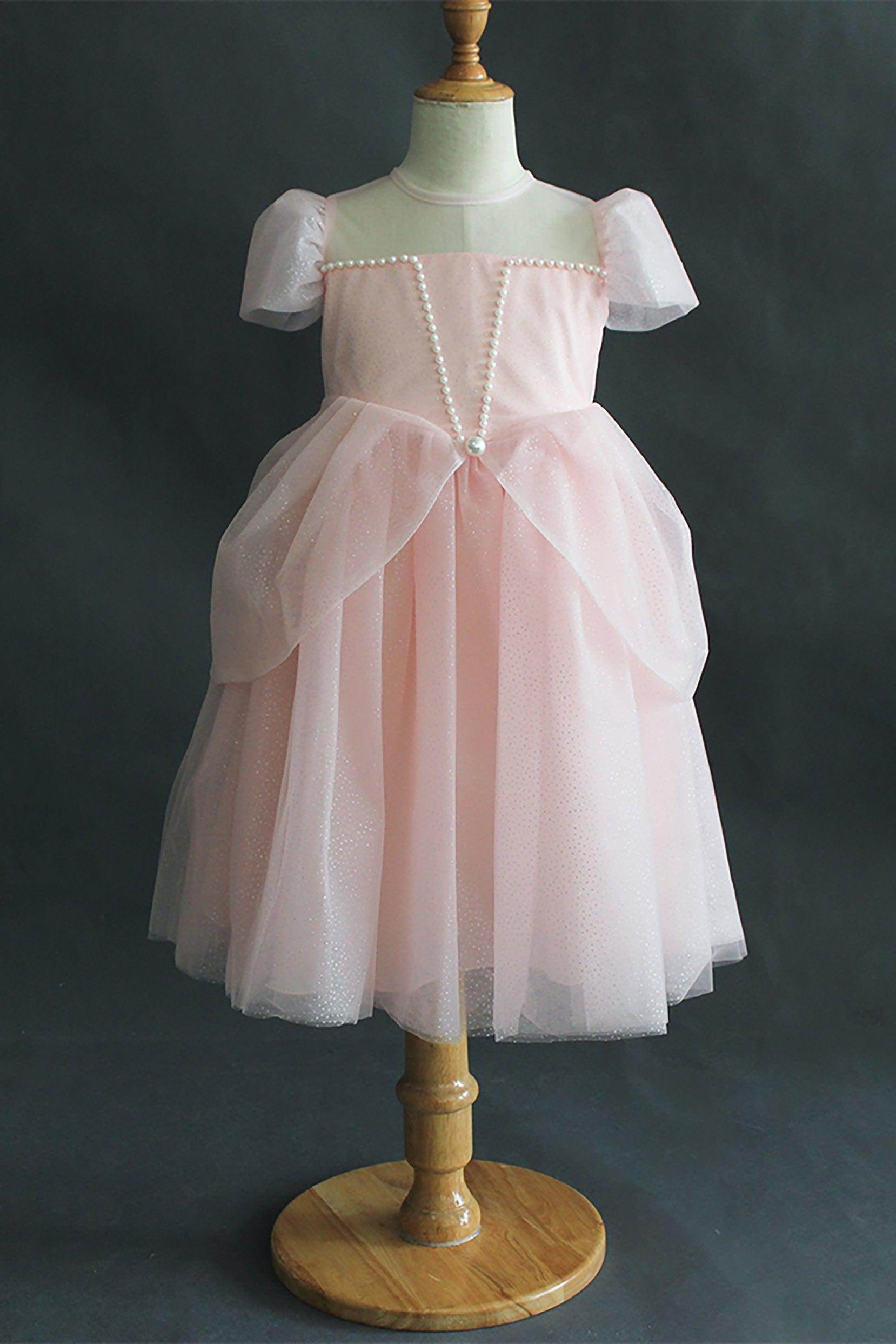 A-Line Knee Length Tulle Lace Flower Girl Dress CF0309 - COCOMELODY